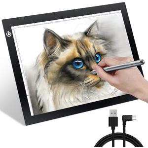 KIVOTAC 9x12 Inch LED Light Pad, Ultra-Thin USB Powered Bright Light up Box Adjustable Light Table for Drawing, Weeding Vinyl, Diamond Art, Sketching, Tracing and Animation