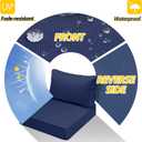 AAAAAcessories Outdoor Seat Cushions for Chairs, Fade-Resistant, Waterproof Patio Furniture Replacement Cushions, 25.5" x 25.5" x 5" + 25.5" x 13.5", Navy Blue
