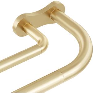 Gold Double Curtain Rod 34-92 Inch, Wrap Around Blackout Dual Curtain Rods for Windows, Adjustable Heavy Duty Curved Spliced Room Darkening Double Rods, All Metal, Aluminium Bracket