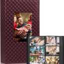 RECUTMS Photo Album 4x6,Holds 300 Photos,PU Leather Picture Album with Black Pages, Horizontal Pockets, Clear Sleeves Memory Book for Family, Travel, Wedding & Gift (Wine Red)