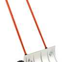 VEVOR 24 inch Snow Pusher Shovel with Wheels, Metal Heavy Duty Wheeled Push Snow Shovels for Driveway