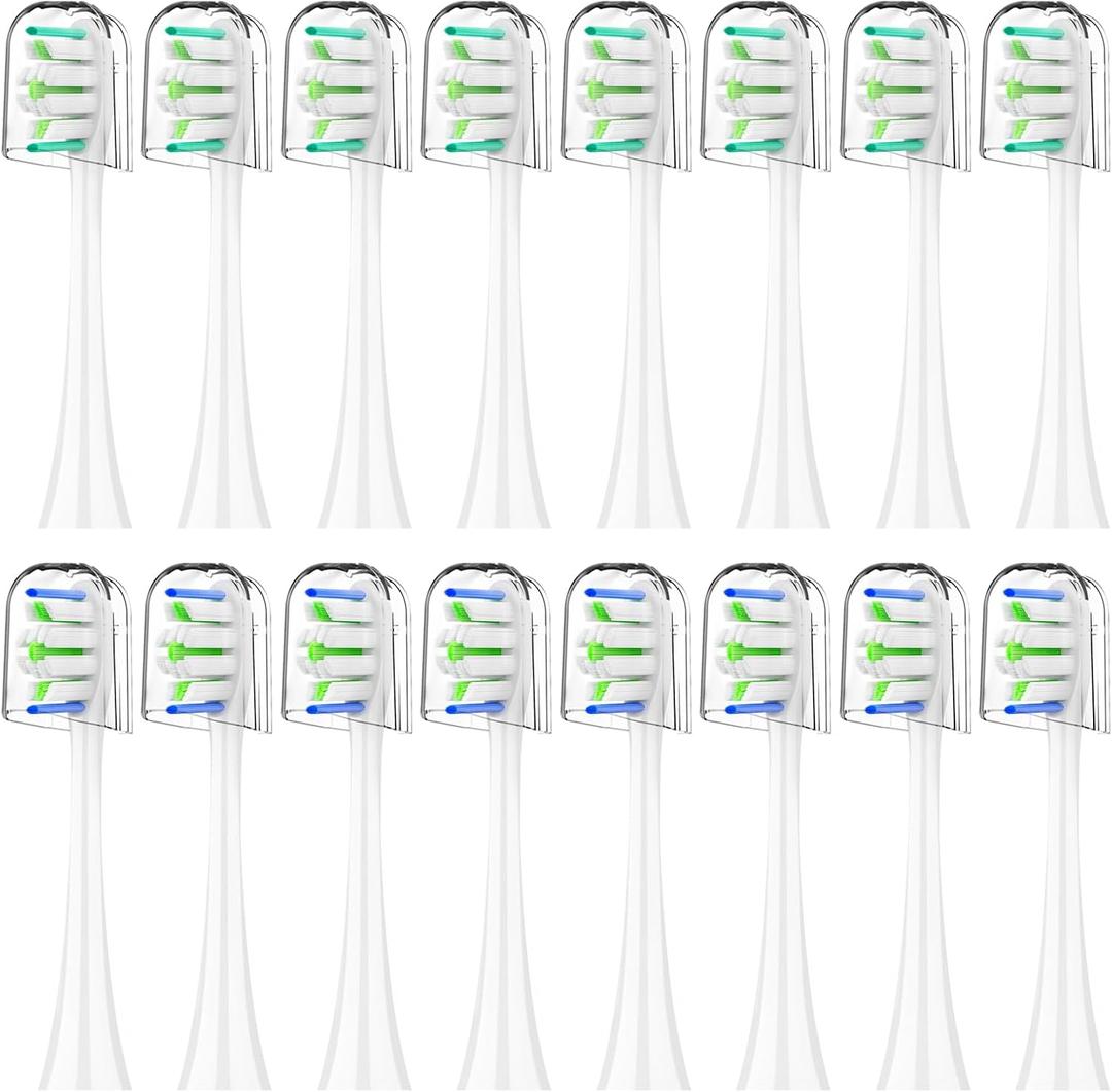 Replacement Toothbrush Heads for Philips Sonicare - 16 Pack Soft Gentle Bristles Compatible with Most Sonicare Click-On Electric Toothbrushes (White)