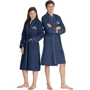 AW BRIDAL Mr and Mrs Waffle Knit Robe Set for Wedding Engagement Gifts, Anniversary Matching Robes for Couples, Women and Men ( One Size )