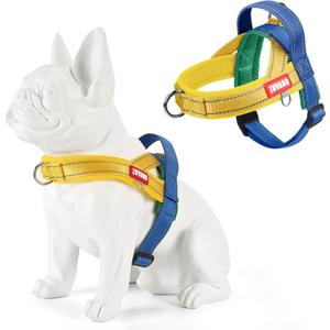 Yellow Dog Harness Escape Proof No Pull Soft Padded Lightweight Vest Medium Sized Dog - Reflective No Choke Harness with Front Clip, Adjustable Step in Breathable Mesh Harness, L