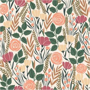 Peel and Stick Floral Wallpaper Vintage Wallpaper Removable Wallpapers Boho Leaf Flroal Renter Friendly Stick On Wallpapers Contact Paper for Bedroom Bathroom 17.7 * 118 in (Beige/Orange Pink/Green)