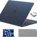 EooCoo Compatible with MacBook Air 13 inch Case M5 2026-2022 M4 M3 M2 Model A3449 A3240 A3113 A2681, Mac Air 13.6 inch Hard Shell & Keyboard Cover & Screen Film & Type-C, Frost Midnight