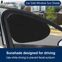 2-Pack Car Side Window Sun Shade | Black Gel Electrostatic UV Protection Sunshade | Universal Fit 99% Vehicles | Foldable Car Shades