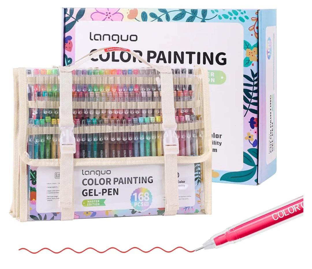 168 PCS Gel Pens for Adult Coloring Books, 162 Colors Gel Colored Pens Set with Travel Case, Perfect Gel Pens for Adult Drawing Doodling Journaling, Art Supplies and DIY Crafts