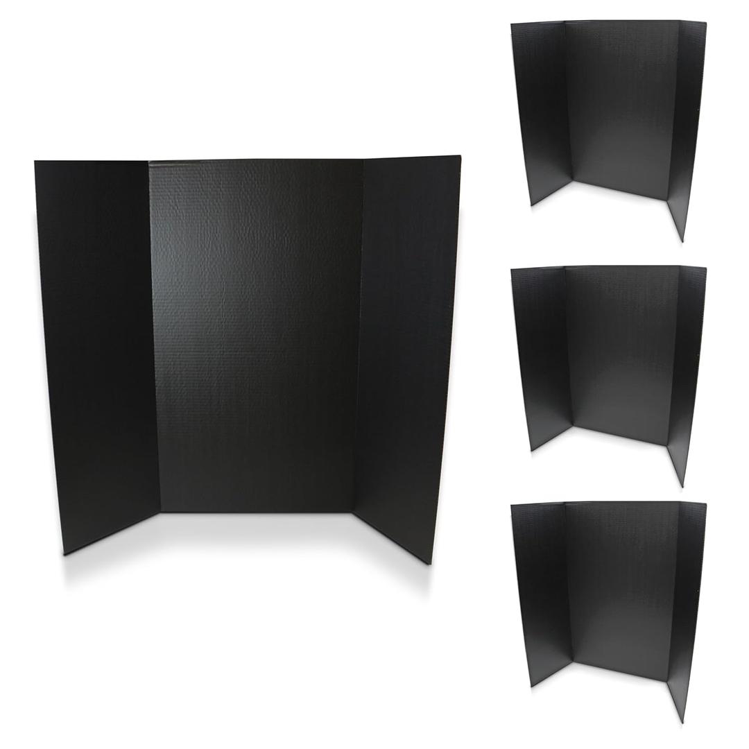 Flipside Products 36 x 48 Project Boards for Presentations, Science Fair, School Projects, Event Displays and Trifold Picture Board, Proudly Made in USA - Black - 4 Pack
