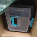 Storex File Storage Box with XL Storage Lid, 10-7/8 x 13-1/4 x 11 Inches, Black/Teal