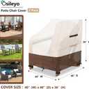 Patio Chair Covers 2 Pack, Waterproof Heavy Duty Patio Furniture Covers for Outdoor Chair(40 W x 40 D x 36 H inches) Beige & Brown
