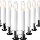 Hortsun 8 Pieces Electric Window Candle with Pewter Plated Base Window Candle Light Sensor Turns with Automatic On/Off for Home Christmas Holiday Party Decorations