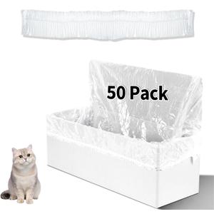 Trash Bags Compatible with Popur X5 Litter Box - with Elastic Band, Thickened Design for Popur X5 Self-Cleaning Cat Litter Box/Home Trash Bags (50 Pcs) (Clear)