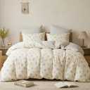Floral Comforter Set King Size 3 Pieces,Blue Beige Floral Bedding