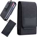 One Case Two Phones, Dual Phone Holster Pouch with Belt Clip, Hook and Loop Closure for iPhone 16 15 14 13 12 Pro Max, Moto G15,Edge 50,Galaxy Note 20 Ultra, S25 Ultra S24+A56-Black (Size-XXL)