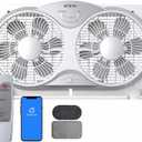 shinic 9" Twin Smart Window Fans with Exhaust and Intake, WiFi App Remote Control, 3 Speeds 3 Functions, Adjustable Width, Removable Cover, Bug Screen, Dual Window Fan Vertical for Bathroom Kitchen