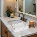 CubesLand Scalloped Napkin Holder for Bathroom Decor, Paper Rope Flat Napkin Dispenser Guest Towel Tray for Bathroom, Farmhouse Warm Napkin Holder for Table Dining Room Home Kitchen Decor, White