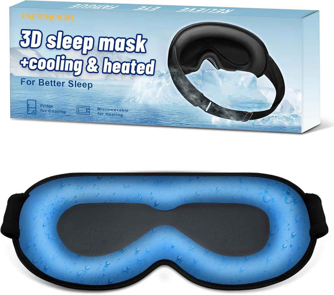 3D Gel Cooling Sleep Mask: Cold Compress for Puffiness & Migraines - Weighted Blackout Eye Mask with Zero Pressure, Soothing Headache, Long Flights Travel, Nighttime & Stress Relief, FSA HSA Eligible