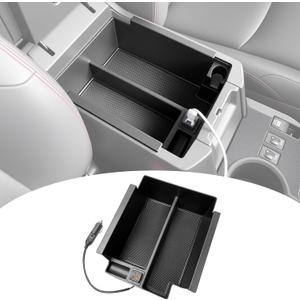 Center Console Organizer with Fast Charger for 2010-2024 Toyota 4Runner Insert Armrest Box Storage Tray W/USB Fast Charging for 10-24 4 Runner Interior Accessories