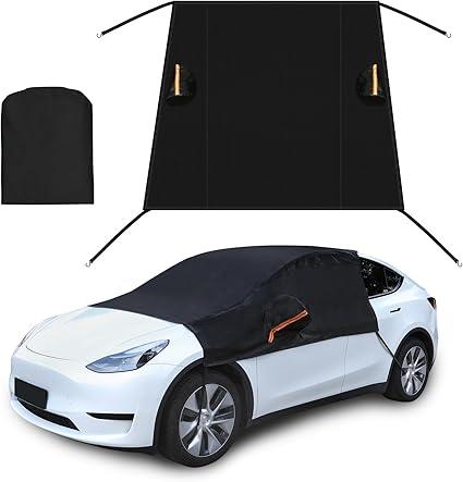 Windshield Cover for Tesla Model 3 Y, Windshield Snow Cover with Water-Resistant Wind-Resistant, Frost, Ice, Snow, Sun UV Protection, Suitable for All Weather, Fit for SUV Trucks Multiple Cars