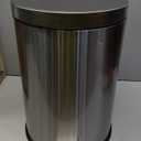 Round Cylindrical Home Office Trash Can With Soft-Close Foot Pedal, 20 l /5.3 gallon, Brushed Stainless Steel