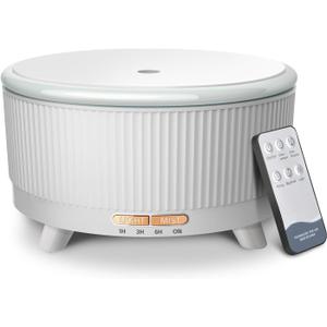 500ML Large Capacity Essential Oil Diffuser, Ultrasonic Aromatherapy Diffuser with 7 Color LED Lights with Remote Control, Cool Mist Humidifier, Timed Mist, Auto Shut-Off (Minimalist White)