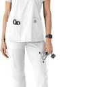 Carhartt Scrubs for Women, Force Essentials, V-Neck Tops with 5 Pockets (White, M)