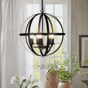 5-Light Black Globe Pendant Lighting Adjustable Metal for Kitchen E12 Not inclu.