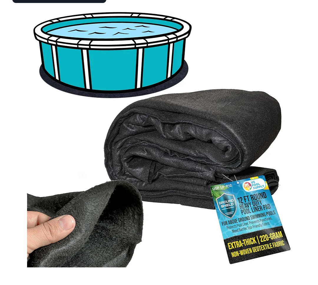 Upgrade Thicken 12ft Round Pool Liner Pad for Above Ground Pool, 300g/㎡ Seamless Swimming Pool Mat, Under Pool Padding, Puncture Protection, Extend Liner Life, Durable Geotextile Material Eco-Friendly