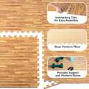Foam Floor Tiles - 96sqft Wood Grain Interlocking Foam Tiles with Border - Foam Play Mat Playroom or Gym Flooring for Home Gym by Stalwart (Light)