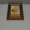 ASTRDECOR Van Gogh Wall Art Framed, Vintage Van Gogh Sunflowers Art Print, Impressionist Floral Painting, Vintage Teal Gold Flower Canvas, 9x12 Inches, Living Room, Bedroom, Office