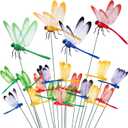 Amaonm 20pcs 3D Colorful Dragonfly Garden Decorations Decor Dragon Fly Garden Stakes Dragonflies Garden Ornaments Patio Decoration Dragonfly Stakes with Sticks, 4 Colors 2 Size