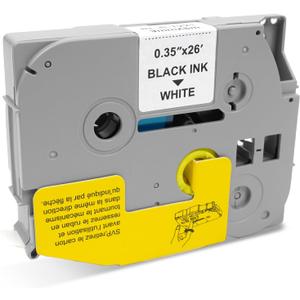 TZE-221 White Label Tape 9mm 0.35 Laminated Labels Compatible for Brother P-Touch Label Maker Tape Refills PT-H110 D200 D210 D220, 1 Pack 0.35" x26.2 ft