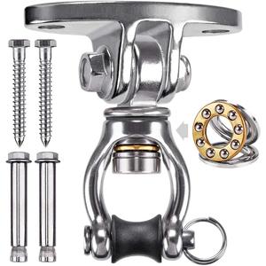 SELEWARE Silent Bearing Swivel Swing Hanger Stainless Steel Swing Hook Ceiling Mount Swing Bracket for Aerial Yoga Silks Swing Chair Heavy Bag Swing Set Indoor Outdoor Swing (360 Bearing Swing Hanger ( 1 Pack ))