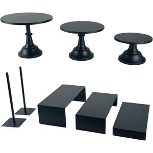 Set of 8 Black Cake Stands Donut Holder Round Metal Dessert Display Risers Cupcake Stand Serving Platter for Weddings Birthday Baby Showers Anniversary Party