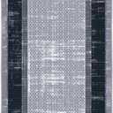 Ottomanson Runner Rug 1'10" x 7' Non Slip Rubber Backed Kitchen Rug for Sink Area, Hallway Carpet Runner, Low Pile Indoor Runner Rug for Laundry Room and Entryway, Border Gray/Navy