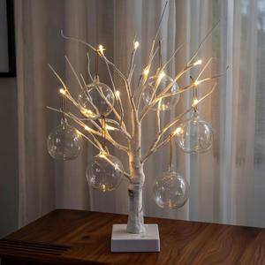 Riakrum White Artificial Birch Tree Centerpiece for Tabletop 18 Inch Wedding Valentine's Day Parties with Ornament Desktop Decoration for Xmas Birthday Party Decor