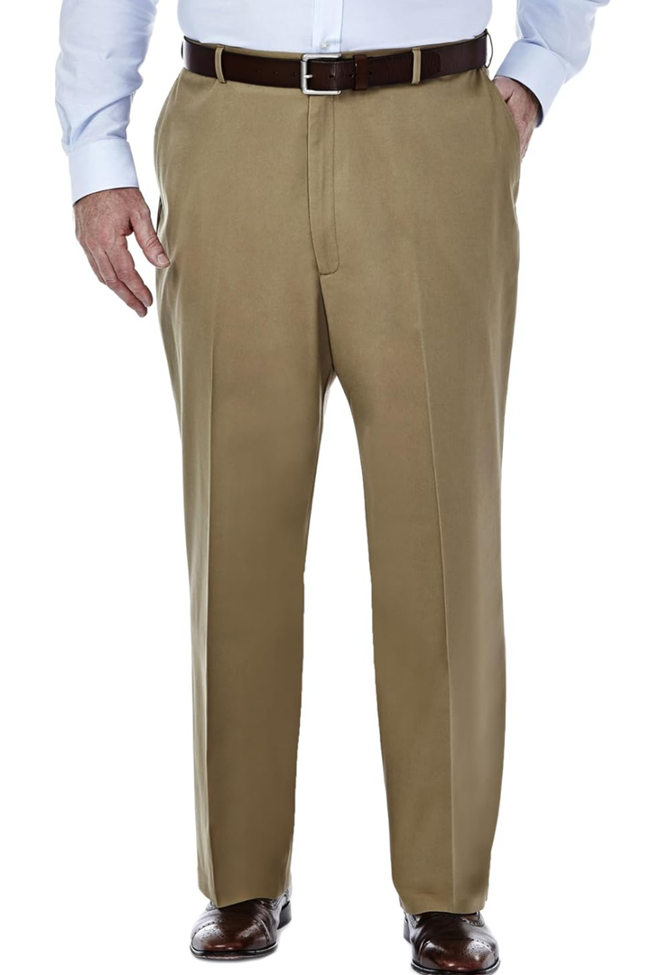 Haggar Men's Premium No Iron Khaki Classic Fit Flat Front Casual Pant (Regular and Big & Tall Sizes), 44x29