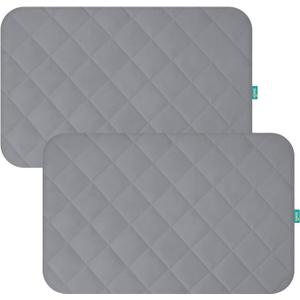 Pack and Play Sheets Fitted Waterproof Pack and Play Mattress Protector Pad Cover 2 Pack Gray Quilted 39" x 27"