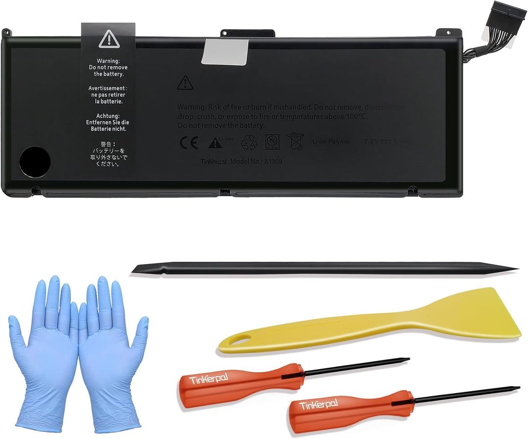A1309 Laptop Battery Compatible with MacBook Pro 17inch A1297 (Only fit Early 2009 Mid2009 Mid2010 Version), fits for MC226/A MC226CH/A MC226J/A 020-6313-C 661-5037-A 7.4V 95WH