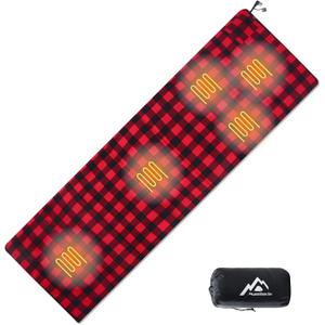 Heated Sleeping Bag pad, Heated Sleeping Bag Liner, 5 Heating Zones, Multi USB Power Supported, Operated by Battery Power Bank or Other USB Power Supply, Compact Bag Included. (Red Flannel)