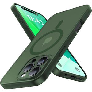 Magnetic for iPhone 16 Pro Case,Upgraded [Full Camera Protection][Compatible with Magsafe][Military Grade Protection]Shockproof Slim Translucent Matte Phone Case for iPhone 16 Pro,Forest Green