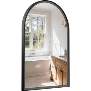USHOWER Black Arched Mirror 24x36 Inch, Arched Bathroom Mirror