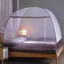 Large Mosquito Net Tent Canopy for Bed - Folding Portable Design Travel POP UP Netting, L80*W72*H60inch Queen King Size (Brown)