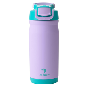 REDUCE 14 oz Hydrate Pro Stainless Steel Insulated Water Bottle - Flip Top Leak-Proof Lid, Dishwasher Safe, BPA-Free, Dual Wall Vacuum, Keeps Drinks Cold for 48 Hrs., Cup Holder Friendly - Mermaid Purple