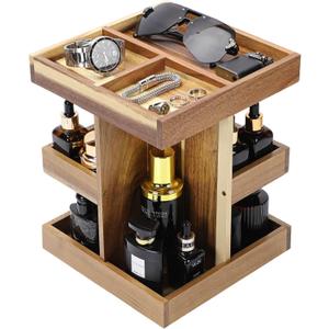 EXIN DECHEN Cologne Organizer for Men,Cologne Stand,3 Tier Wooden Perfume Shelf with Rotate,Desk Organizer,Gift for Dad From Wife,Husband Boyfriend Birthday Gift Ideas,Gifts for Men