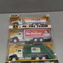 TEMI 3 Pack of Diecast City Transport Vehicles, Garbage, Tanker, Express Delivery, 1/50 Scale Metal Collectible Models With Opening Doors for Boys and Girls