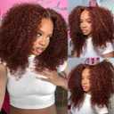 UNICE Reddish Brown Kinky Curly Human Hair Wigs 7X5 Bye Bye Knots Glueless Wigs Human Hair Pre Plucked Pre Cut Put on and Go Wig 20 inch