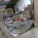 VooBang Black Round Bathroom Mirror, 30 inch Circle Wall Mounted Hanging Mirror with Simple Modern Circular Metal Frame for Hallway, Entryway, Living Room, Black Frame