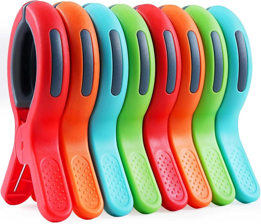 Large Beach Towel Clips for Beach Chair, Heavy-Duty Plastic Clothes Pins, Towel Clips for Beach Chairs Cruise-Keep Your Towel from Blowing Away, Vacation Beach Must Have Beach Chair Clips
